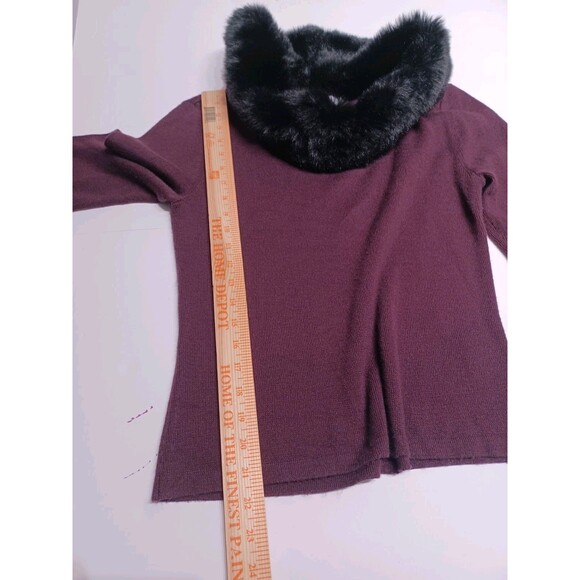 KATHY IRELAND Vintage Women's med Burgundy faux fur collar 90s - Picture 3 of 7